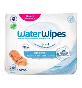 WaterWipes BIO chusteczki nawilżane dla noworodków i niemowląt 240 sztuk (4x60)