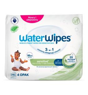 WaterWipes, chusteczki nasączone wodą i wyciągiem z orzechów mydlanych, 240 szt. (4x60)