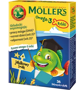 Mollers Omega-3 Rybki, żelki, smak jabłkowy, 36 szt.
