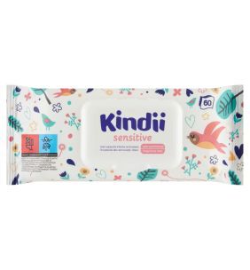 Kindii Sensitive, chusteczki dla niemowląt i dzieci, 60 szt.