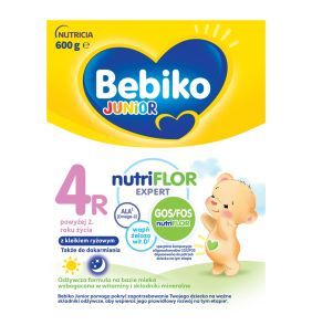 Bebiko Junior 4R NUTRIflor Expert, odżywcza formuła na bazie mleka z kleikiem ryżowym, powyżej 2. roku życia, proszek, 600 g