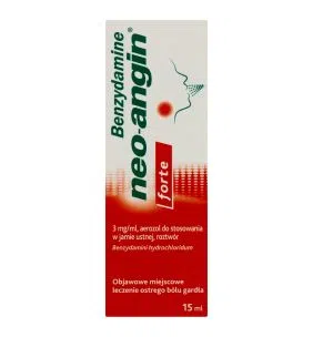 Benzydamine neo-angin forte, 3mg/ml, aerozol do stosowania w jamie ustnej,15ml