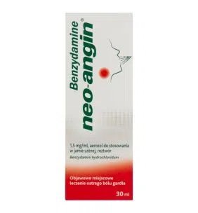 Benzydamine neo-angin, 1,5mg/ml aerozol do stosowania w jamie ustnej 30ml