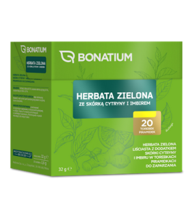 Bonatium Herbata zielona ze skórką cytryny i imbirem, 20 sztuk