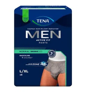 Tena Men Pants Normal OTC Edition, majtki chłonne, rozmiar L/XL, grey, 8 szt.