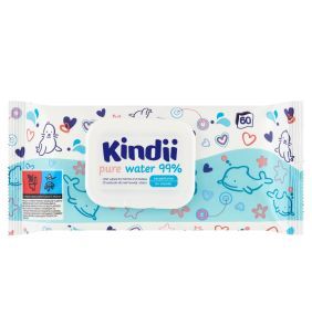 Kindii Pure Water 99%, nawilżane chusteczki, 60 szt.