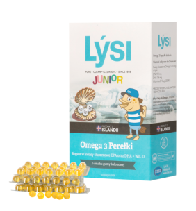 Lysi Junior Omega 3 Perełki, kapsułki do żucia, smak gumy balonowej, 60 szt.