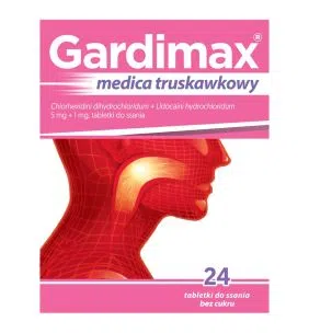 Gardimax medica junior truskawkowy, 5mg+1mg,tab.d/ss.,24szt