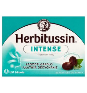 Herbitussin Intense, pastyl. do ssania, 10 szt