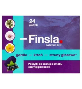 Finsla, pastyl.do ssania, sm.czarnej porzeczki,  24 szt