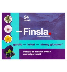 Finsla, pastyl.do ssania, sm.czarnej porzeczki,  24 szt
