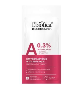 L'biotica Dermomask, ekspresowo wygładzająca maska z witaminą A, 8ml