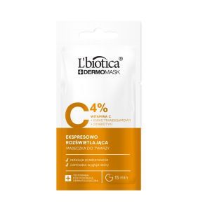L'biotica Dermomask, ekspresowo rozświetlająca maska z witaminą C, 8ml