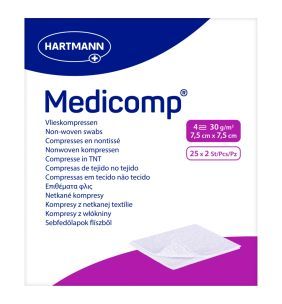 Kompres włóknisty jałowy Medicomp, 4 warstwowe, 7,5 cm x 7,5 cm, 50 szt.