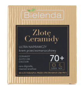 Bielenda Złote Ceramidy 70+, Ultra naprawczy krem przeciwzmarszczkowy, 50 ml