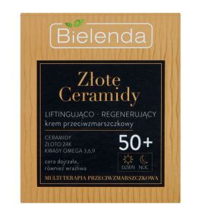 Bielenda Złote Ceramidy 50+, Liftingująco-regenerujący krem przeciwzmarszczkowy na dzień noc, 50 ml