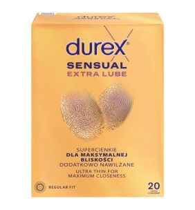 Durex Sensual Extra Lube, prezer, super cienkie,nawilż,20szt