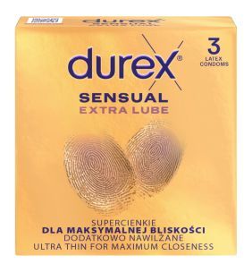 Durex Sensual Extra Lube, prezer, super cienkie,nawilż, 3szt