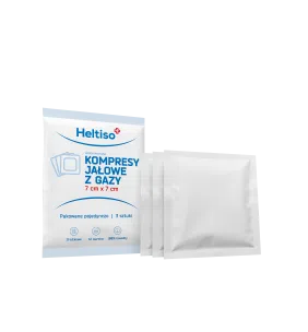 HELTISO kompresy jałowe z gazy bawełnianej 17 nitkowe 12 warstwowe 7cm x 7cm a” 3 szt.