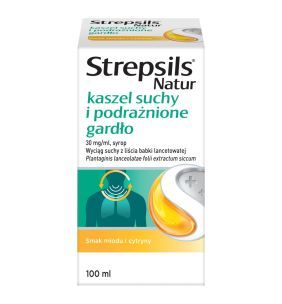 Strepsils Natur, kaszel suchy, podrażnienia gardła, 30mg/ml, syrop, 100ml