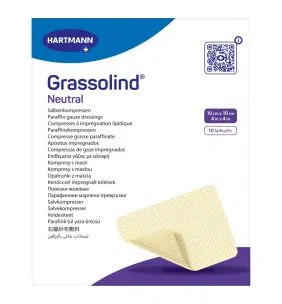 Grassolind neutral, opatrunek siatkowy z maścią, jałowy, 10 x 10 cm, 10 szt.