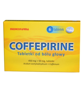 COFFEPIRINE Tabletki od bólu głowy, 450 mg + 50 mg, 6 sztuk