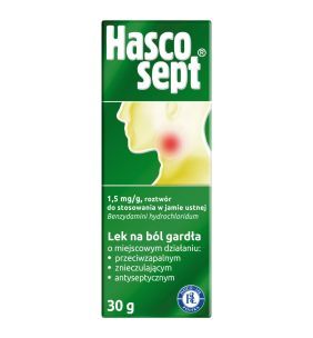 Hascosept, 1,5 mg/g, aerozol do stosowania w jamie ustnej, 30 g
