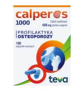 Calperos 1000, 400 mg jonów wapnia, kapsułki twarde, 100 szt.