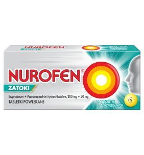 Nurofen Zatoki, 200 mg + 30 mg, tabletki powlekane,12 szt.