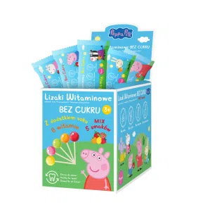 Lizaki witaminowe bez cukru, Pepa Pig, mix smaków, 50 szt.
