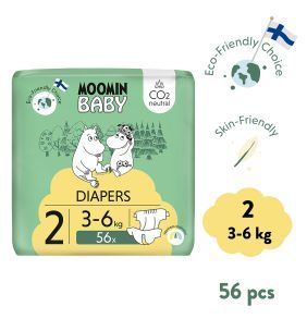 Moomin Baby 2 Newborn 3–6 kg, eko pieluszki, 56 szt.