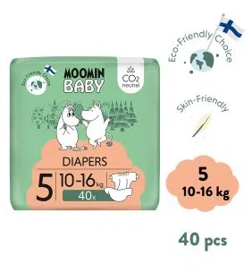 Moomin Baby 5 Maxi 10–16 kg, eko pieluszki, 40 szt.