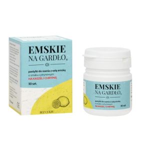 Emskie na gardło, pastylki do ssania z solą emską, smak cytrynowy, 30 szt.