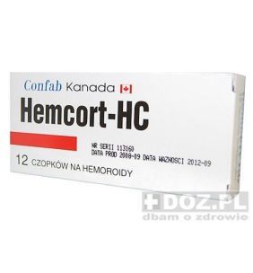 Hemcort-HC, czopki, 12 sztuk