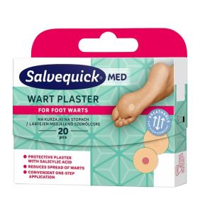 Salvequick Med Wart Plaster, plastry na kurzajki na stopach, 20 szt.
