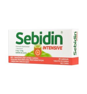 Sebidin Intensive, 5 mg + 5 mg, tabletki do ssania, 20 szt.