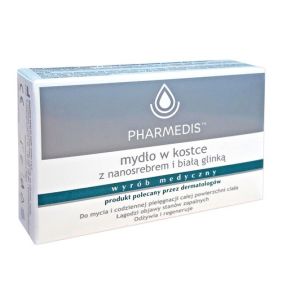 Pharmedis Kropla Zdrowia, mydło w kostce z nanosrebrem i białą glinką, 100 g