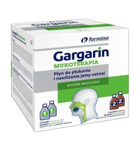 Gargarin Mukoterapia, zestaw do płukania i nawilżania jamy ustnej, 4 x 225 ml