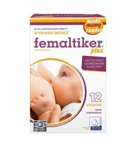Femaltiker Plus, wsparcie laktacji, smak czekoladowy, proszek w saszetkach, 12 szt.