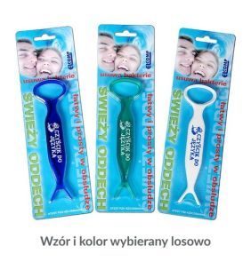 Czyścik, przyrząd do czyszczenia języka, z uchwytem na nić dentystyczną,1 szt.