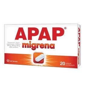 Apap migrena, 250 mg + 250 mg + 65 mg, tabletki powlekane, 10 szt.