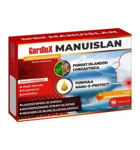 Gardlox Manuislan, pastylki do ssania, smak pomarańczowy, 16 szt.