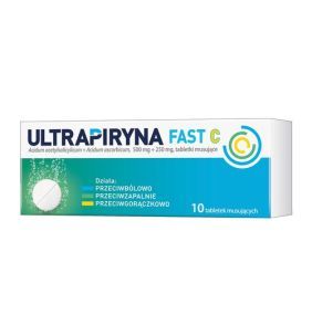ULTRAPIRYNA FAST C, 500 mg + 250 mg, tabletki musujące, 10 sztuk