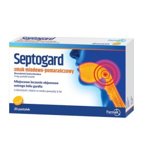 Septogard smak miodowo-pomarańczowy, 3mg,pastylki twarde, 20szt.