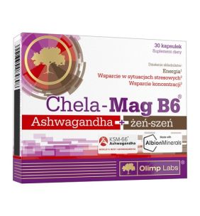 Olimp Chela-Mag B6 Ashwagandha + żeń-szeń, kapsułki, 30 szt.