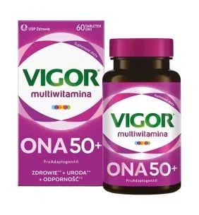 Vigor multiwitamina ONA 50+ zestaw witamin i minerałów z ashwagandhą i reishi, tabletki, 60 szt.