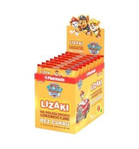 Lizak na dolegliwości lokomocyjne Pharmasis Psi Patrol, lizak, smak morelowy, 50 szt.