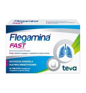 Flegamina Fast, 8 mg, tabletki ulegające rozpadowi w jamie ustnej, 20 szt