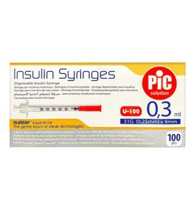 PIC Insulin Syringes,strzyk.insul,jednoraz,0,3ml,31Gx8mm,x100