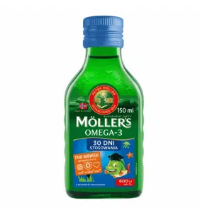 Moller`s Tran Norweski o aromacie owocowym, płyn, 150 ml